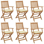 Folding Chairs 6 pcs with Cushions Solid Acacia Wood