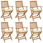 Folding Chairs 6 pcs with Cushions Solid Acacia Wood
