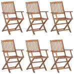 Folding Chairs 6 pcs with Cushions Solid Acacia Wood