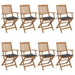 Folding Chairs 8 pcs with Cushions Solid Acacia Wood
