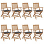 Folding Chairs 8 pcs with Cushions Solid Acacia Wood