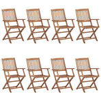 Folding Chairs 8 pcs with Cushions Solid Acacia Wood
