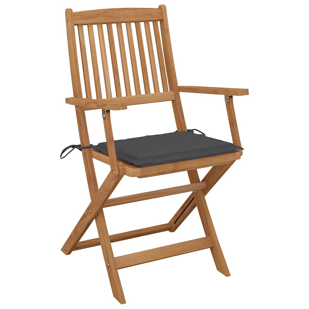 Folding Garden Chairs 8 pcs with Cushions Solid Acacia Wood