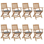 Folding Chairs 8 pcs with Cushions Solid Acacia Wood