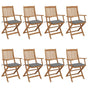 Folding Chairs 8 pcs with Cushions Solid Acacia Wood
