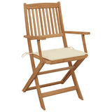 Folding Garden Chairs 8 pcs with Cushions Solid Acacia Wood