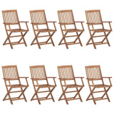 Folding Garden Chairs 8 pcs with Cushions Solid Acacia Wood