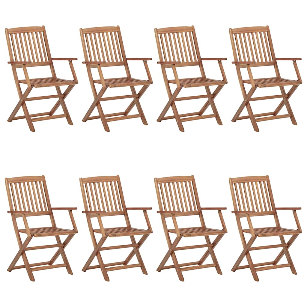 Folding Garden Chairs 8 pcs with Cushions Solid Acacia Wood
