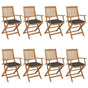 Folding Chairs 8 pcs with Cushions Solid Acacia Wood
