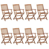 Folding Garden Chairs 8 pcs with Cushions Solid Acacia Wood