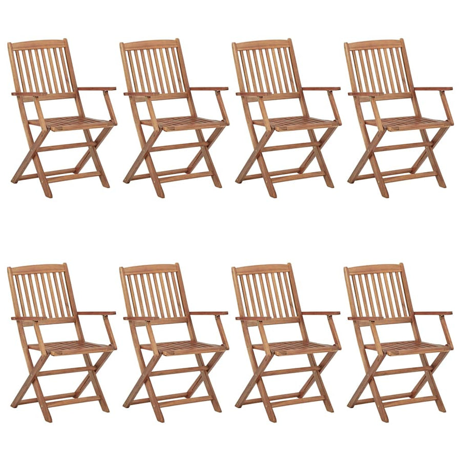 Folding Chairs 8 pcs with Cushions Solid Acacia Wood