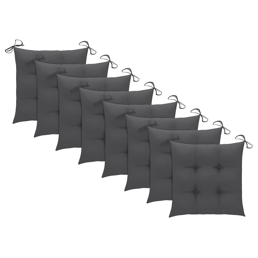 Folding Garden Chairs 8 pcs with Cushions Solid Acacia Wood