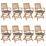 Folding Chairs 8 pcs with Cushions Solid Acacia Wood