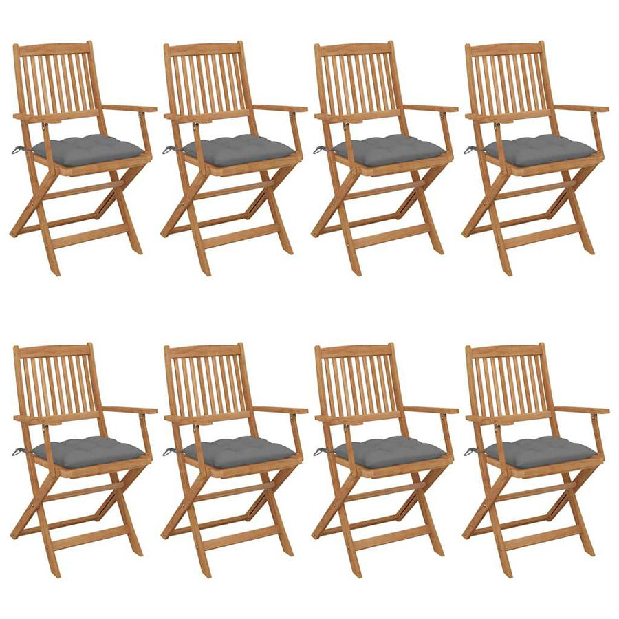 Folding Chairs 8 pcs with Cushions Solid Acacia Wood