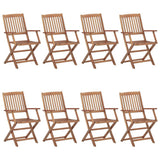 Folding Garden Chairs 8 pcs with Cushions Solid Acacia Wood