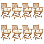 Folding Chairs 8 pcs with Cushions Solid Acacia Wood