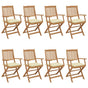 Folding Chairs 8 pcs with Cushions Solid Acacia Wood