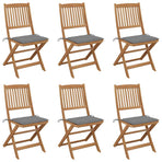 Folding Chairs 6 pcs with Cushions Solid Acacia Wood