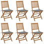 Folding Chairs 6 pcs with Cushions Solid Acacia Wood