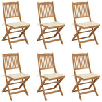 Folding Chairs 6 pcs with Cushions Solid Acacia Wood