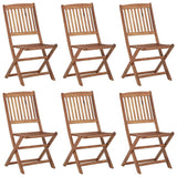 Folding Garden Chairs 6 pcs with Cushions Solid Acacia Wood