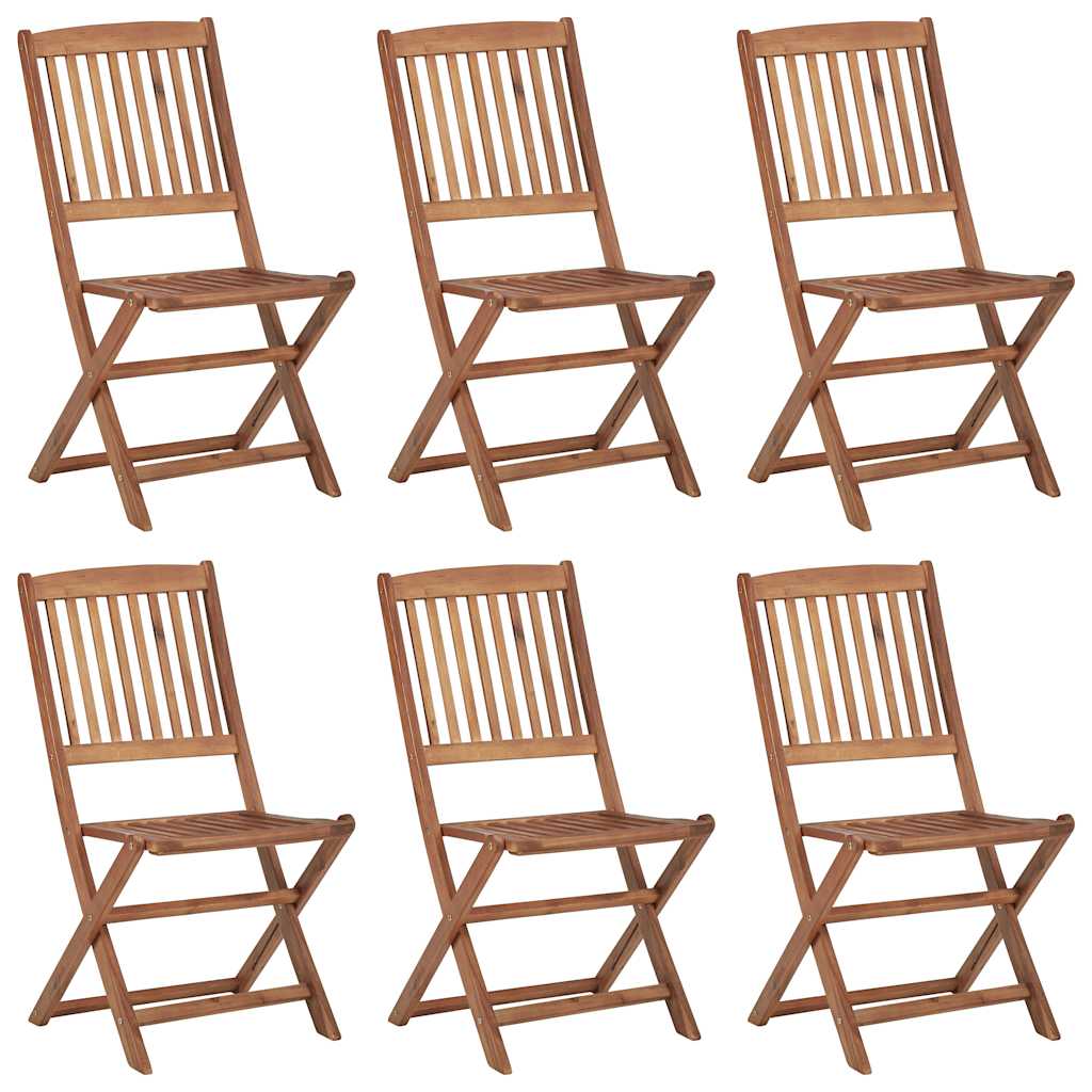 Folding Garden Chairs 6 pcs with Cushions Solid Acacia Wood