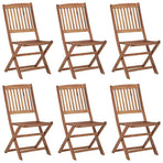 Folding Chairs 6 pcs with Cushions Solid Acacia Wood