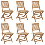 Folding Chairs 6 pcs with Cushions Solid Acacia Wood