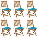 Folding Chairs 6 pcs with Cushions Solid Acacia Wood