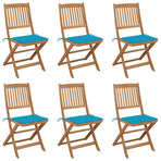 Folding Chairs 6 pcs with Cushions Solid Acacia Wood