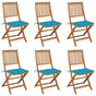 Folding Chairs 6 pcs with Cushions Solid Acacia Wood