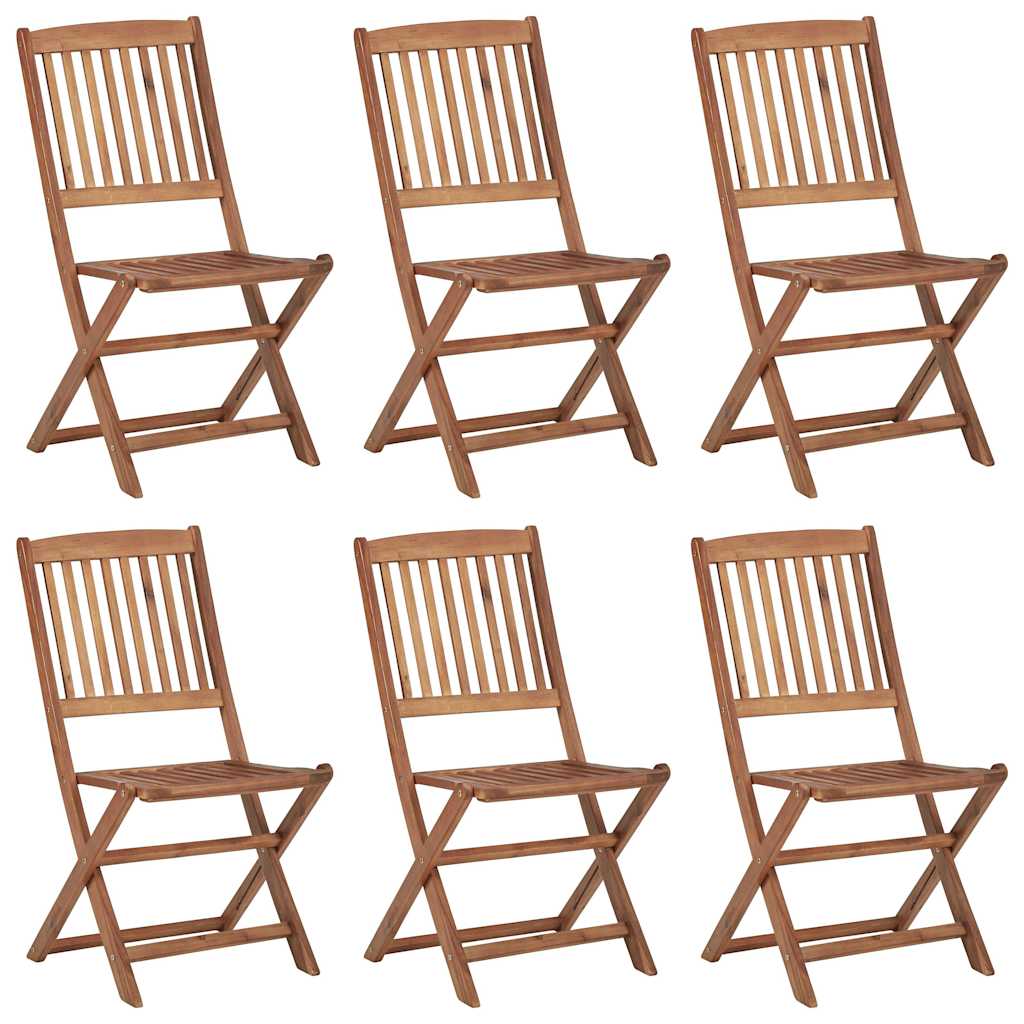 Folding Chairs 6 pcs with Cushions Solid Acacia Wood
