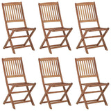 Folding Chairs 6 pcs with Cushions Solid Acacia Wood