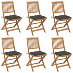 Folding Chairs 6 pcs with Cushions Solid Acacia Wood