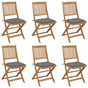 Folding Chairs 6 pcs with Cushions Solid Acacia Wood