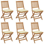 Folding Chairs 6 pcs with Cushions Solid Acacia Wood