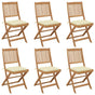Folding Chairs 6 pcs with Cushions Solid Acacia Wood