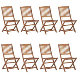 Folding Garden Chairs 8 pcs with Cushions Solid Acacia Wood