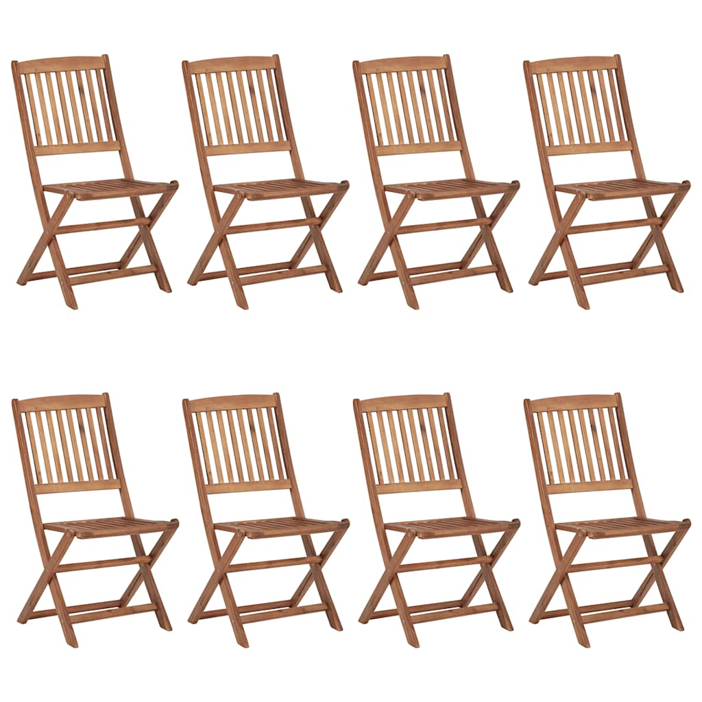 Folding Garden Chairs 8 pcs with Cushions Solid Acacia Wood