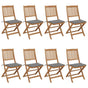 Folding Chairs 8 pcs with Cushions Solid Acacia Wood