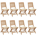 Folding Chairs 8 pcs with Cushions Solid Acacia Wood