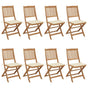 Folding Chairs 8 pcs with Cushions Solid Acacia Wood