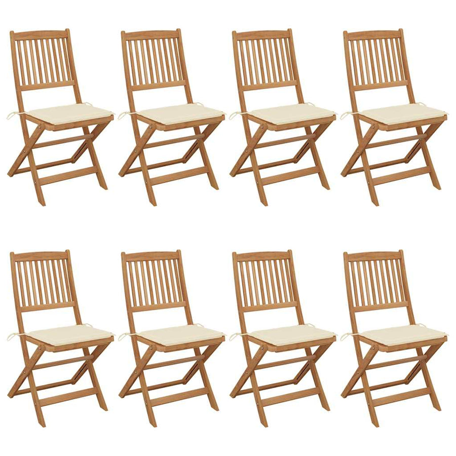Folding Chairs 8 pcs with Cushions Solid Acacia Wood