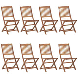 Folding Garden Chairs 8 pcs with Cushions Solid Acacia Wood