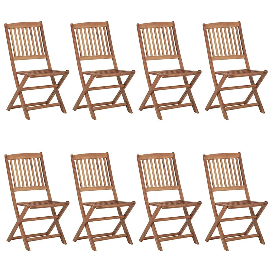 Folding Chairs 8 pcs with Cushions Solid Acacia Wood