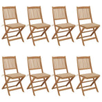 Folding Chairs 8 pcs with Cushions Solid Acacia Wood