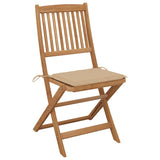 Folding Garden Chairs 8 pcs with Cushions Solid Acacia Wood - Side View