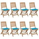 Folding Chairs 8 pcs with Cushions Solid Acacia Wood