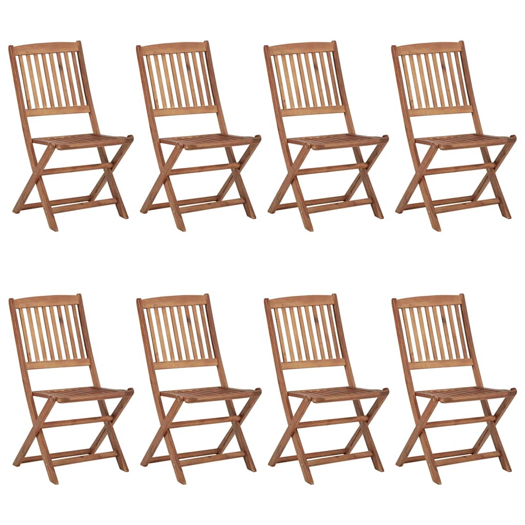 Folding Chairs 8 pcs with Cushions Solid Acacia Wood