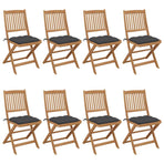 Folding Chairs 8 pcs with Cushions Solid Acacia Wood